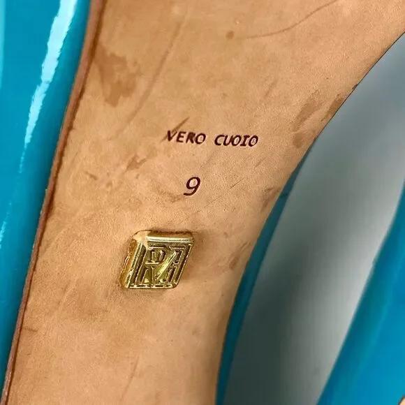 Pour La Victoire Elegant Blue Leather Platform Pumps - Picture 6 of 10